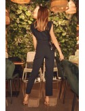 Elegant jumpsuit with a collar, navy blue FG573 - Online store - Boutique